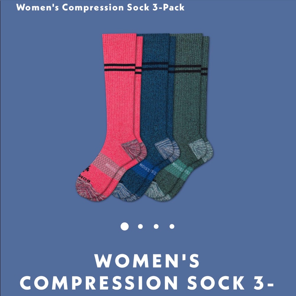 Bombas Blue Medium Compression Socks Lg